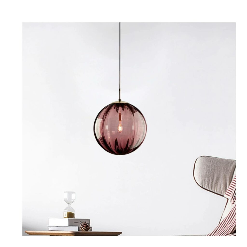 Lustre boule verre coloré