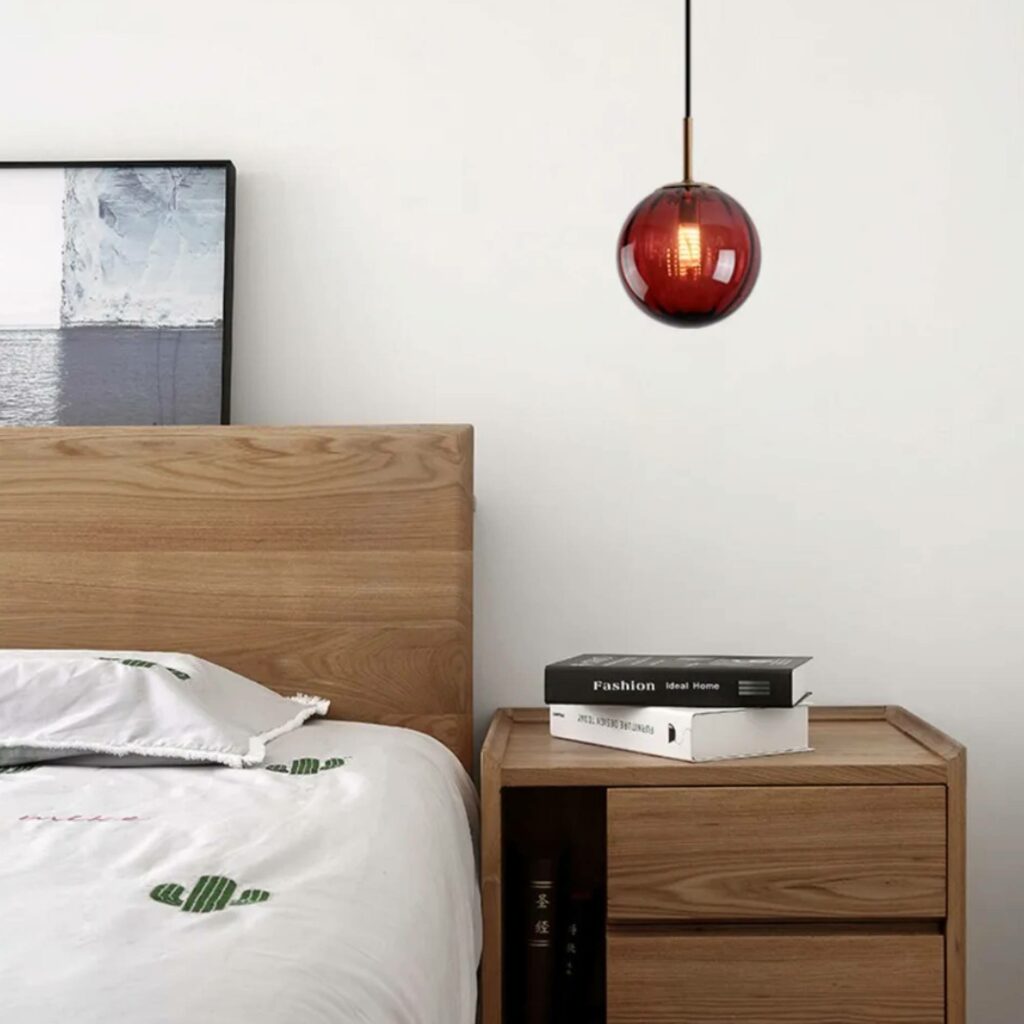 Lustre boule verre coloré