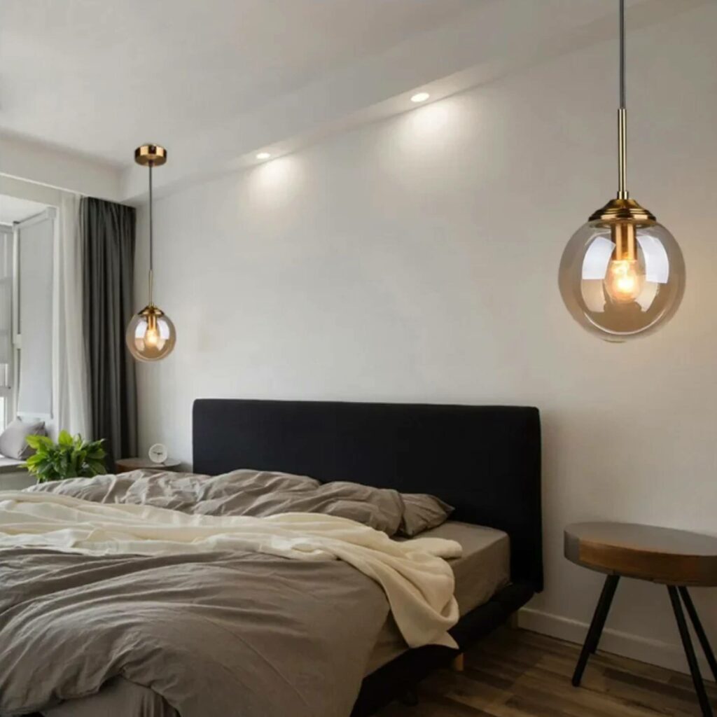 Lustre boules différentes longueurs