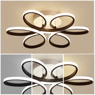 Lustre LED en forme de fleur accroché au plafond.