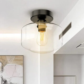 Lustre plafonnier rond transparent