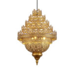 Lustre oriental en métal doré