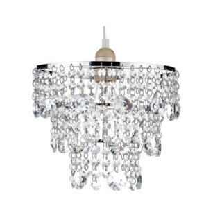 Lustre transparent avec des pampilles transparentes sur 3 étages