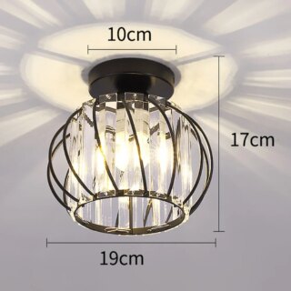 Lustre rond plafonnier en verre et métal noir avec les dimensions