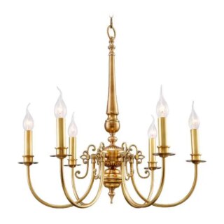 On voit un lustre doré hollandais sur fond blanc