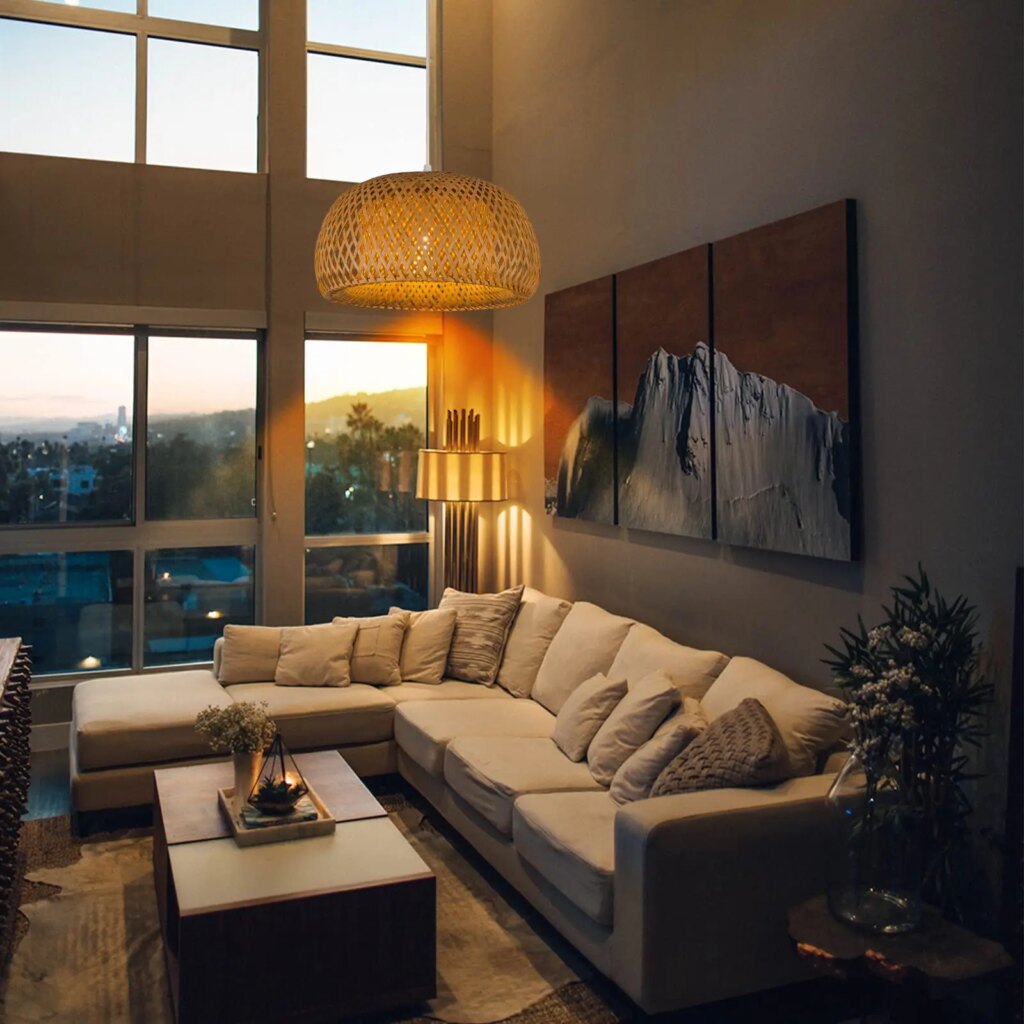 Lustre naturel en bambou