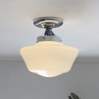 Lustre opaline allumé suspendu avec attatche argenté